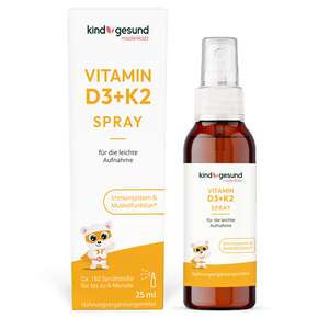 Vitamin D3+K2 Spray für Kinder I Vegan I 182 Sprühstöße für bis zu 6 Monate I 560 IE Vitamin D3 &amp;amp; 23 µg Vitamin K2 pro Sprühstoß, A-Nr.: 5895740 - 01