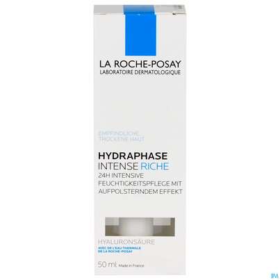 Sie sehen eine Packung La Roche Posay Gesichtspflege Hydraphase/intense Reichh.trockene Haut 50ml, Produktbild: 01 La Roche Posay Gesichtspflege Hydraphase/intense Reichh.trockene Haut 50ml, A-Nr.: 3443465 - 01