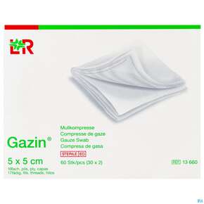 Mullkompressen Gazin Baumw.17faedig Steril 16fach 5x 5cm 30x2 60st, A-Nr.: 2384714 - 01