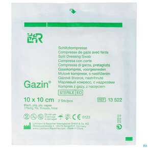 Schlitzkompressen Gazin 17faedig Steril 8fach 10x 10cm 2st, A-Nr.: 2575242 - 01