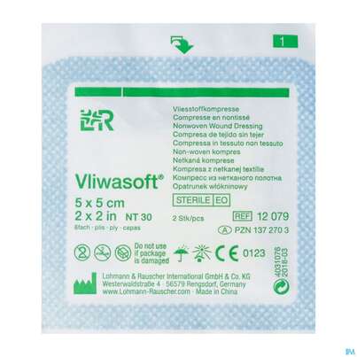 Vlieskompressen Vliwasoft 6fach Steril 5x 5cm 2st, A-Nr.: 1372703 - 03