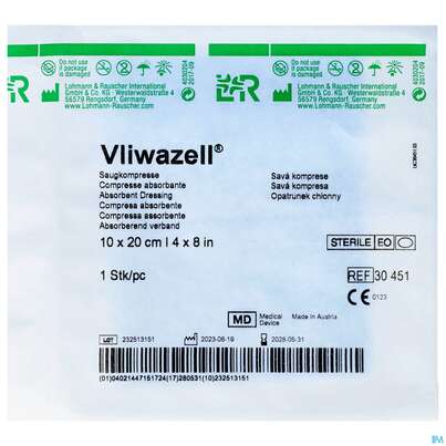 Vliwazell Saugkompresse Steril 10x 20cm 1st, A-Nr.: 0477334 - 01