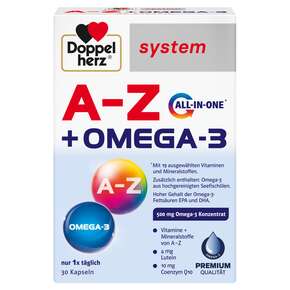 Doppelherz system A-Z + OMEGA-3 mit 19 ausgewählten Vitaminen und Mineralstoffen, A-Nr.: 5721000 - 01