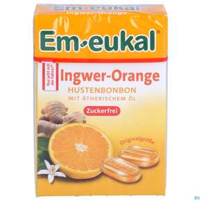 Em-eukal Bonbons Zuckerfrei Ingwer-orange Box 50g, A-Nr.: 5334875 - 01