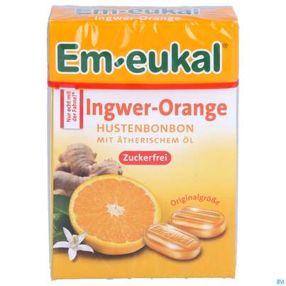 Em-eukal Bonbons Zuckerfrei Ingwer-orange Box 50g, A-Nr.: 5334875 - 01