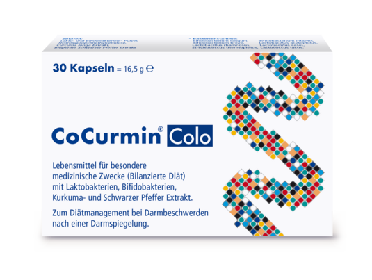 Sie sehen eine Packung CoCurmin Colo Kapseln, Produktbild: 01 CoCurmin Colo Kapseln, A-Nr.: 4737915 - 01