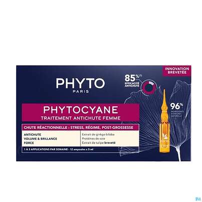 Sie sehen eine Packung Phyto Cyane Frauen 12x 5ml Reactional 60ml, Produktbild: 02 Phyto Cyane Frauen 12x 5ml Reactional 60ml, A-Nr.: 5222389 - 02