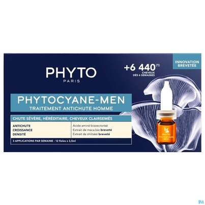 Sie sehen eine Packung Phyto Cyane Men Progressive 12x3,5ml 42ml, Produktbild: 02 Phyto Cyane Men Progressive 12x3,5ml 42ml, A-Nr.: 5222426 - 02