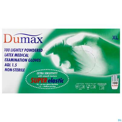 Untersuchungshandschuhe -dumax Latex Gepudert Xl 100st, A-Nr.: 2995375 - 01