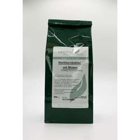 Sie sehen eine Packung Weißdornblätter mit Blüten 100g, Produktbild: 01 Weißdornblätter mit Blüten 100g, A-Nr.: 8000689 - 01