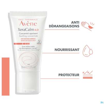 Sie sehen eine Packung Avène Xeracalm A.d Anti-juckreiz Konzentrat 50ml, Produktbild: 10 Avène Xeracalm A.d Anti-juckreiz Konzentrat 50ml, A-Nr.: 5212698 - 10