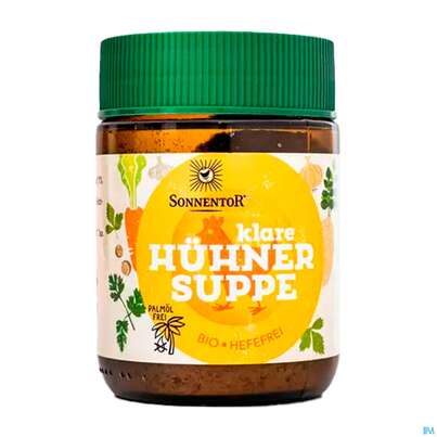 Sie sehen eine Packung Sonnentor Huehnersuppe Klar Bio Glas 01474 100g, Produktbild: 02 Sonnentor Huehnersuppe Klar Bio Glas 01474 100g, A-Nr.: 4389710 - 02