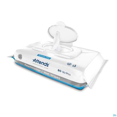 Sie sehen eine Packung Attends/care Pflege Feuchttuecher +box 80st, Produktbild: 07 Attends/care Pflege Feuchttuecher +box 80st, A-Nr.: 2077231 - 07