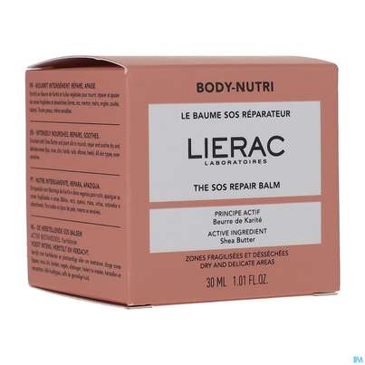 Sie sehen eine Packung Lierac Body-nutri Sos Repairing Balm 30ml, Produktbild: 02 Lierac Body-nutri Sos Repairing Balm 30ml, A-Nr.: 5849763 - 02