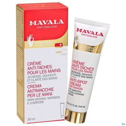Sie sehen eine Packung Mavalia Handcreme Antiflecken 30ml, Produktbild: 04 Mavalia Handcreme Antiflecken 30ml, A-Nr.: 3650402 - 04