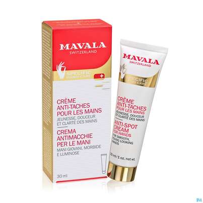 Sie sehen eine Packung Mavalia Handcreme Antiflecken 30ml, Produktbild: 05 Mavalia Handcreme Antiflecken 30ml, A-Nr.: 3650402 - 05