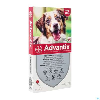 Advantix Spot On F Hunde lösung Z.auftropfen Auf Die Haut Ueber 10-25kg 2,5ml 4st, A-Nr.: 2454372 - 02