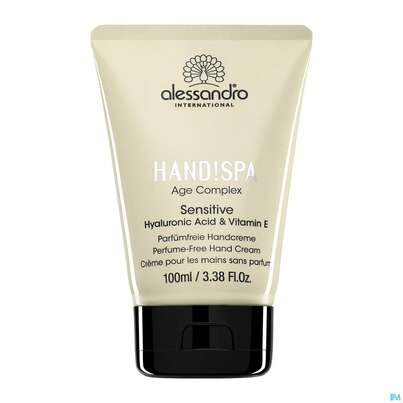 Sie sehen eine Packung Alessandro Handspa Handcreme Sensitive 100ml, Produktbild: 02 Alessandro Handspa Handcreme Sensitive 100ml, A-Nr.: 4090224 - 02