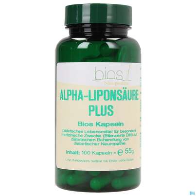 Sie sehen eine Packung Bios Alpha-liponsäure Plus 100 Kapseln, Produktbild: 02 Bios Alpha-liponsäure Plus 100 Kapseln, A-Nr.: 3890632 - 02