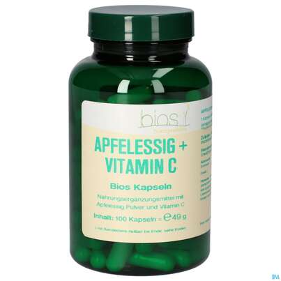 Sie sehen eine Packung Bios Apfelessig + Vitamin C 100 Kapseln, Produktbild: 02 Bios Apfelessig + Vitamin C 100 Kapseln, A-Nr.: 3890678 - 02