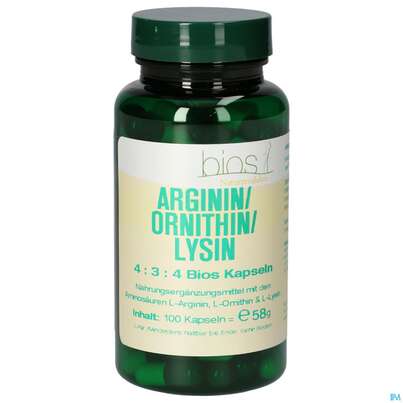 Bios Arginin/ornithin/lysin 4:3:4 100 Kapseln, A-Nr.: 4247192 - 02
