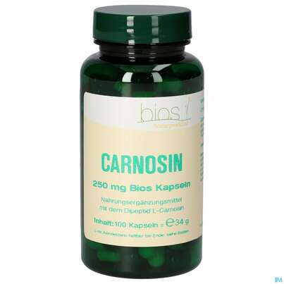 Sie sehen eine Packung Bios Carnosin 250mg 100 Kapseln, Produktbild: 02 Bios Carnosin 250mg 100 Kapseln, A-Nr.: 4246896 - 02