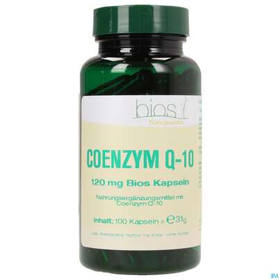 Sie sehen eine Packung Bios Coenzym Q-10 120mg 100 Kapseln, Produktbild: 02 Bios Coenzym Q-10 120mg 100 Kapseln, A-Nr.: 3892890 - 02