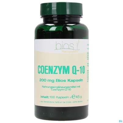 Sie sehen eine Packung Bios Coenzym Q-10 200mg 100 Kapseln, Produktbild: 02 Bios Coenzym Q-10 200mg 100 Kapseln, A-Nr.: 3892938 - 02