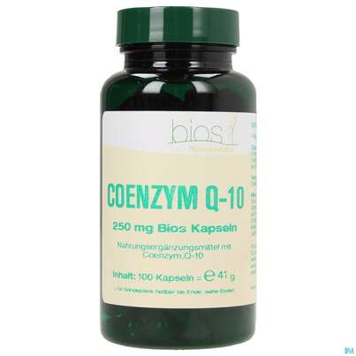 Sie sehen eine Packung Bios Coenzym Q-10 250mg 100 Kapseln, Produktbild: 02 Bios Coenzym Q-10 250mg 100 Kapseln, A-Nr.: 3892950 - 02