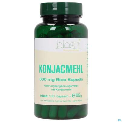 Sie sehen eine Packung Bios Konjac-mehl 600mg 100 Kapseln, Produktbild: 02 Bios Konjac-mehl 600mg 100 Kapseln, A-Nr.: 3891844 - 02