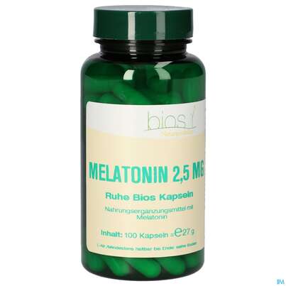 Sie sehen eine Packung Bios Melatonin Ruhe 2,5mg 100 Kapseln, Produktbild: 02 Bios Melatonin Ruhe 2,5mg 100 Kapseln, A-Nr.: 4247039 - 02