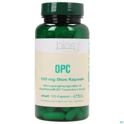 Sie sehen eine Packung Bios Opc 150mg 100 Kapseln, Produktbild: 01 Bios Opc 150mg 100 Kapseln, A-Nr.: 3892625 - 01