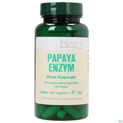 Sie sehen eine Packung Bios Papaya Enzym 100 Kapseln, Produktbild: 01 Bios Papaya Enzym 100 Kapseln, A-Nr.: 4078826 - 01