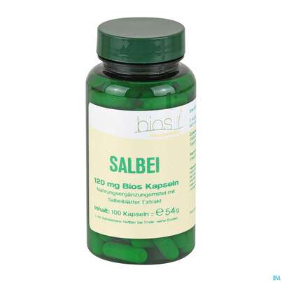 Sie sehen eine Packung Bios Salbei 120mg 100 Kapseln, Produktbild: 02 Bios Salbei 120mg 100 Kapseln, A-Nr.: 3893085 - 02