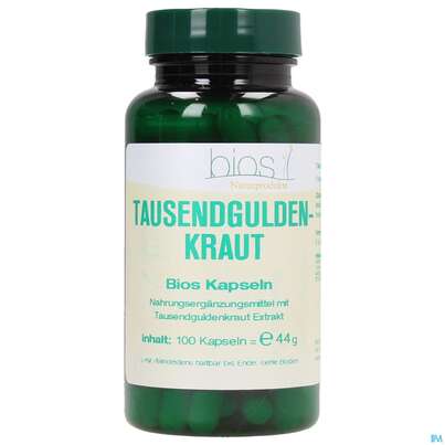 Sie sehen eine Packung Bios Tausendguldenkraut 100 Kapseln, Produktbild: 01 Bios Tausendguldenkraut 100 Kapseln, A-Nr.: 3893263 - 01