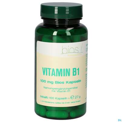 Sie sehen eine Packung Bios Vitamin B1 100mg 100 Kapseln, Produktbild: 01 Bios Vitamin B1 100mg 100 Kapseln, A-Nr.: 5302970 - 01
