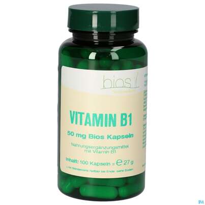 Sie sehen eine Packung Bios Vitamin B1 50mg 100 Kapseln, Produktbild: 02 Bios Vitamin B1 50mg 100 Kapseln, A-Nr.: 5302964 - 02