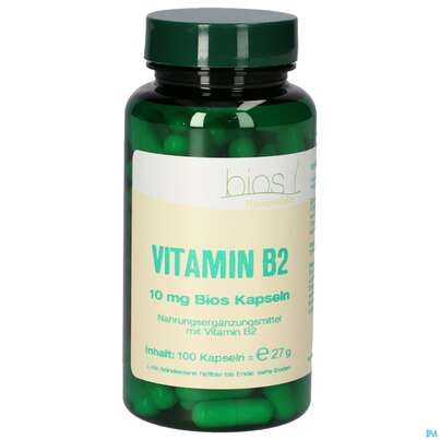 Sie sehen eine Packung Bios Vitamin B2 10mg 100 Kapseln, Produktbild: 01 Bios Vitamin B2 10mg 100 Kapseln, A-Nr.: 5302987 - 01