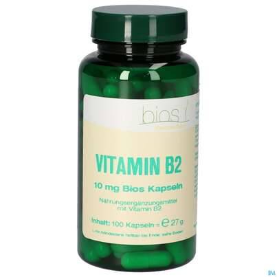 Sie sehen eine Packung Bios Vitamin B2 10mg 100 Kapseln, Produktbild: 02 Bios Vitamin B2 10mg 100 Kapseln, A-Nr.: 5302987 - 02