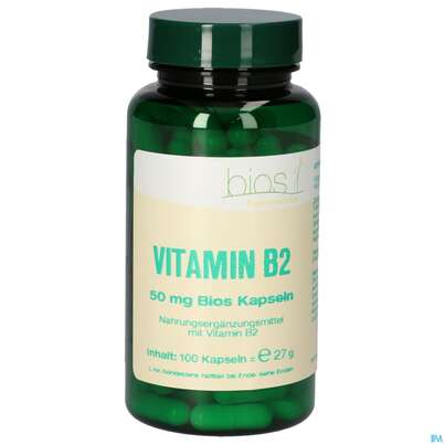 Sie sehen eine Packung Bios Vitamin B2 50mg 100 Kapseln, Produktbild: 01 Bios Vitamin B2 50mg 100 Kapseln, A-Nr.: 5303001 - 01