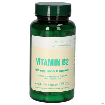 Sie sehen eine Packung Bios Vitamin B2 50mg 100 Kapseln, Produktbild: 02 Bios Vitamin B2 50mg 100 Kapseln, A-Nr.: 5303001 - 02