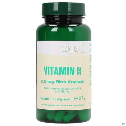 Sie sehen eine Packung Bios Vitamin H 2,5mg 100 Kapseln, Produktbild: 01 Bios Vitamin H 2,5mg 100 Kapseln, A-Nr.: 4016268 - 01