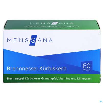 Sie sehen eine Packung Brennnessel Kapseln -menssana +kuerbiskern 60st, Produktbild: 01 Brennnessel Kapseln -menssana +kuerbiskern 60st, A-Nr.: 4075638 - 01