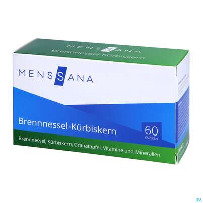 Sie sehen eine Packung Brennnessel Kapseln -menssana +kuerbiskern 60st, Produktbild: 02 Brennnessel Kapseln -menssana +kuerbiskern 60st, A-Nr.: 4075638 - 02