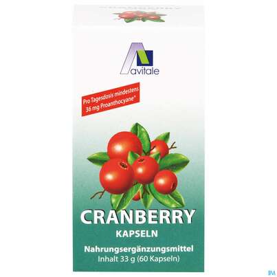 Sie sehen eine Packung Cranberry Kapseln Avi 60st, Produktbild: 01 Cranberry Kapseln Avi 60st, A-Nr.: 3830535 - 01