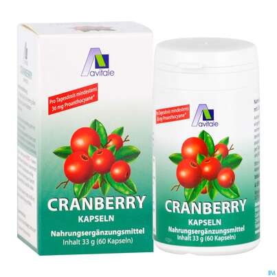 Sie sehen eine Packung Cranberry Kapseln Avi 60st, Produktbild: 04 Cranberry Kapseln Avi 60st, A-Nr.: 3830535 - 04
