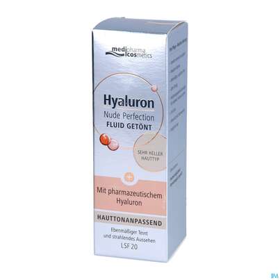 Sie sehen eine Packung Hyaluron Nude Perfection Getoentes Fluid Sehr Heller Typ Lsf20 50ml, Produktbild: 04 Hyaluron Nude Perfection Getoentes Fluid Sehr Heller Typ Lsf20 50ml, A-Nr.: 4914694 - 04
