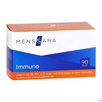 Sie sehen eine Packung Immuno Kapseln Menssana 90st, Produktbild: 02 Immuno Kapseln Menssana 90st, A-Nr.: 3484398 - 02