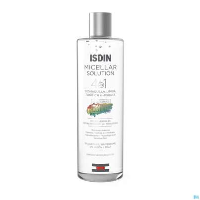 Sie sehen eine Packung Isdin Micellar Solution Gesichtsreinigung 400ml, Produktbild: 01 Isdin Micellar Solution Gesichtsreinigung 400ml, A-Nr.: 5570340 - 01