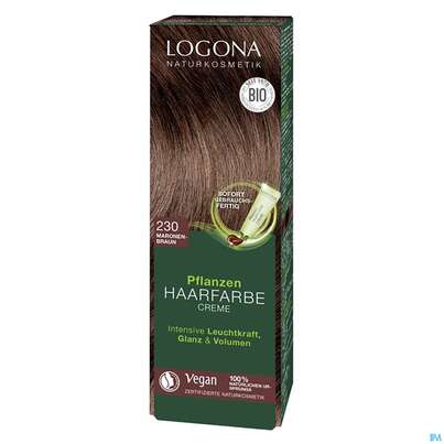 Sie sehen eine Packung Logona Haarpflege Colorcreme 230 Maronenbraun 150ml, Produktbild: 01 Logona Haarpflege Colorcreme 230 Maronenbraun 150ml, A-Nr.: 5410694 - 01